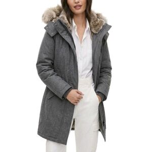 Aritzia Babaton Gray Parka Jacket Gray Faux Fur Lined Size M